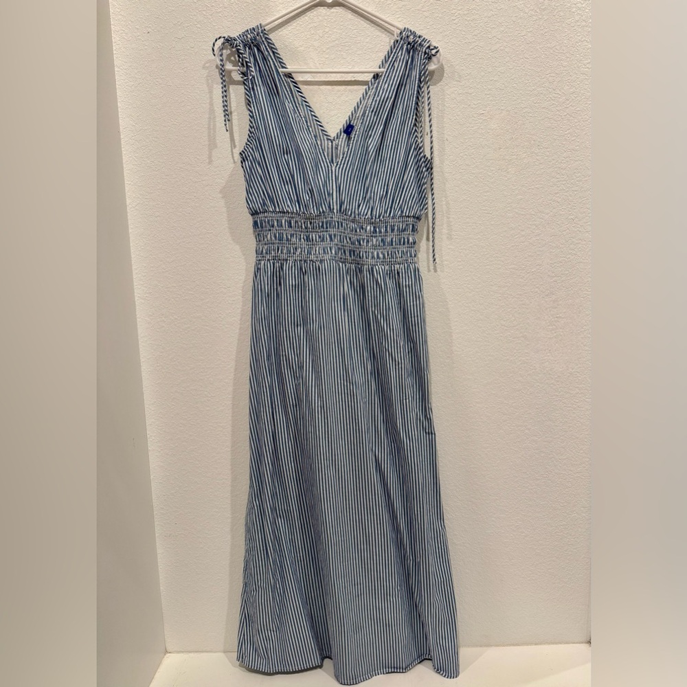 Blue Striped Sleeveless Dress